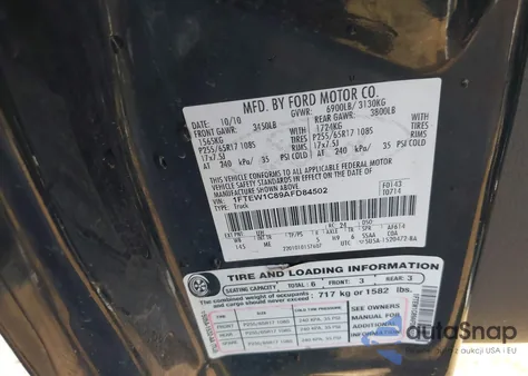 2010 Ford F-150 Fx2 Sport/Xl/Xlt from USA, damaged, VIN 1FTEW1C89AFD84502